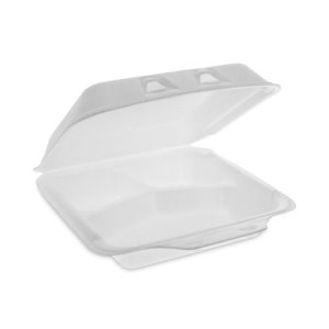 Genpak 23300 9 x 9 x 3 White 3 Compartment Hinged Lid Foam Container -  200/Case