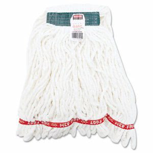 Rubbermaid A212 Web Foot Shrinkless Medium Wet Mop Heads, 6 Mops (RCP A212 WHI)
