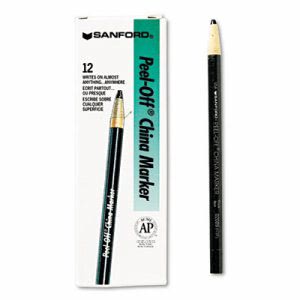 Sharpie Peel-Off China Markers, Black, 12 China Markers (SAN2089)