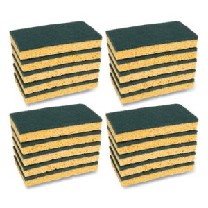 Boardwalk® Medium Duty Scrubbing Sponges, Yellow/Green, 20 Sponges (BWK174)
