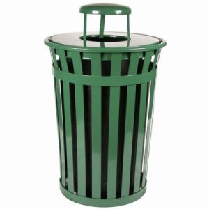 Witt 36 gal. Green Trash receptacle with rain cap - Oakley Collection, 1/Carton (WITT-M3601-RC-GN)