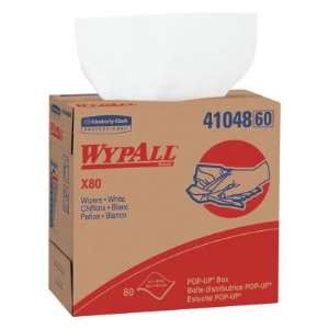 Kimberly-Clark Professional WypAll X80 Cloth,White, 8.34 in W x 16.8 in L, Pop-Up Box, 80 per Box - 1 BX (412-41048)