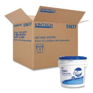 Kimberly-Clark Professional WetTask Wiping System, Polyethylene, White/Blue, Bucket with Lid - CA (412-51677)