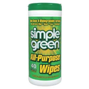 Simple Green All-Purpose Wipes, 8 in x 7 in, White, 40 per canister - 480 CA (676-3810001213312)