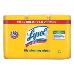 Reckitt Benckiser Disinfecting Wipes, 7 x 8, Lemon and Lime Blossom, 80/Canister - 1 Pack (738-84251)