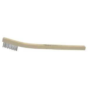 Weiler Small Hand Scratch Brush, 7-1/2 in, 3 X 7 Rows, Stainless Steel Wire, Curved Wood Handle - 1 EA (804-44167)