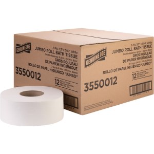 Genuine Joe Bath Tissue Roll,Jumbo,2-Ply,3.3"x500',8.88"Dia,12/CT, WE (GJO3550012)