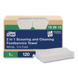 Tork® 2-in-1 Scour and Cleaning Towel, 1-Ply, 1/4 Fold, 120 Towels (TRK192815)